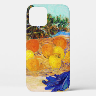 Sinaasappels en citroenen met blauwe handschoenen, iPhone 12 hoesje