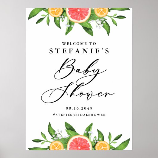 Sinaasappels en graankruitjes Baby shower Poster (Voorkant)