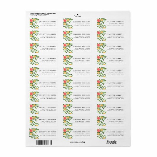 Sinaasappels en grapefruits (waterverf) etiket (Full Sheet)