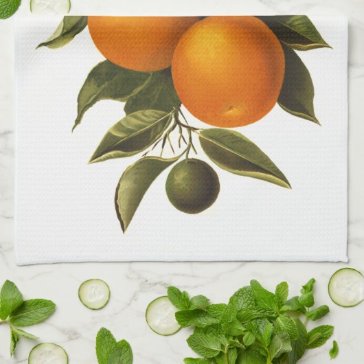 Sinaasappels en papavers theedoek (Gevouwen)