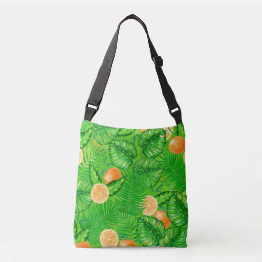 Sinaasappels en tropische bladeren crossbody tas (Voorkant)