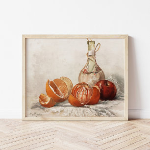 Sinaasappels en wijnfles   E. Meyner Poster