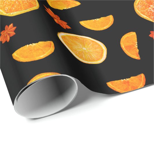 Sinaasappels fruitpatroon cadeaupapier (Rol Hoek)