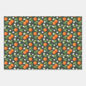 Sinaasappels, groene bladeren en witte bloemen inpakpapier vel (Voorkant 3)