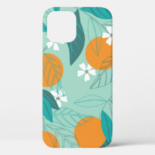 Sinaasappels in bladeren bloeien. illustratie iPhone 12 hoesje