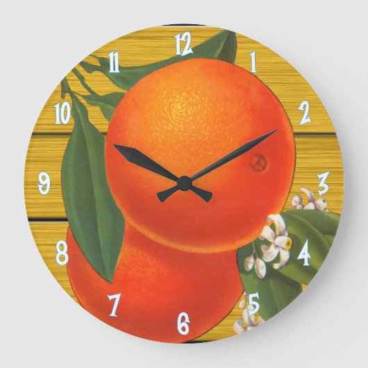 Sinaasappels kunstwandklok grote klok (Voorkant)