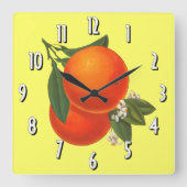 Sinaasappels kunstwandklok vierkante klok (Voorkant)