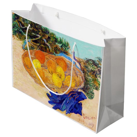 Sinaasappels met blauwe handschoenen, Van Gogh Groot Cadeauzakje (Achterkant Gekanteld)
