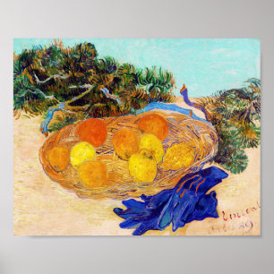 Sinaasappels met blauwe handschoenen, Van Gogh Poster