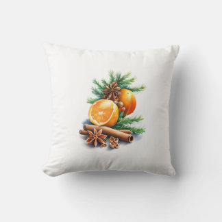 Sinaasappels met kruidnagel en kaneel naast vuurve kussen