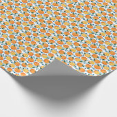 Sinaasappels op gestreepte achtergrond, zomerpatro cadeaupapier (Hoek)