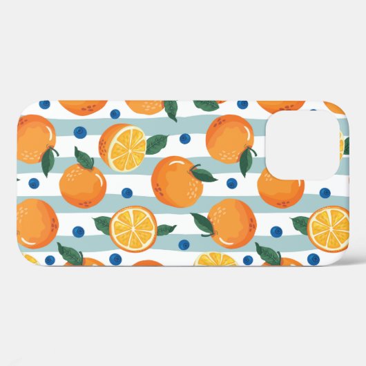 Sinaasappels op gestreepte achtergrond, zomerpatro Case-Mate iPhone case (Achterkant (horizontaal))