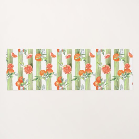 Sinaasappels op groene en witte strepen yogamat (Achterkant (horizontaal))
