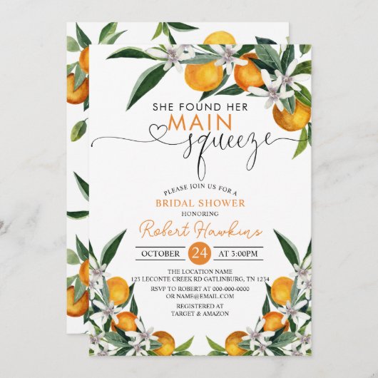 Sinaasappels op het voorste plein en Vrijgezellenf Kaart (Voorkant / Achterkant)