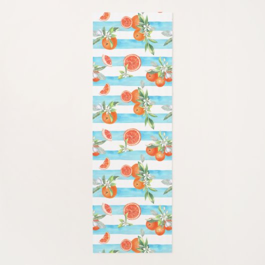 Sinaasappels op Turquoise en witte strepen Yogamat (Achterkant)