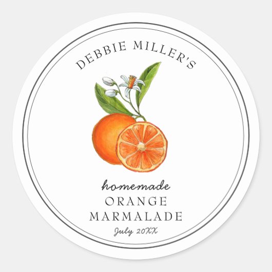 Sinaasappels op witte jam Ronde Sticker (Voorkant)