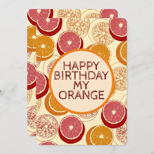 Sinaasappels Patroon Verjaardag Kaart (Voorkant / Achterkant)