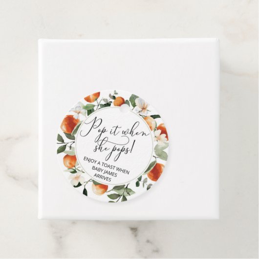 Sinaasappels Pop het als ze baby shower pop Bedankjes Labels (In situ)