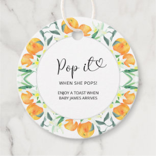 Sinaasappels Pop het als ze barst baby shower Bedankjes Labels