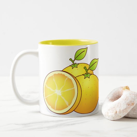 Sinaasappels schattig fruit tweekleurige koffiemok (Met donut)