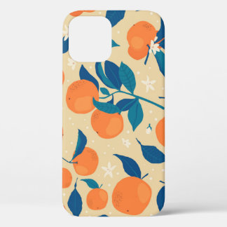 Sinaasappels takken: beige achtergrond patroon iPhone 12 hoesje