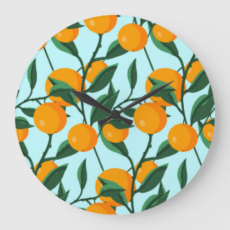 Sinaasappels takken, citrus print. grote klok