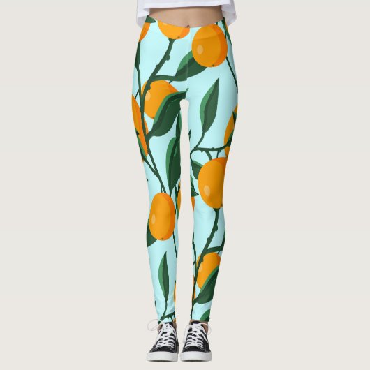 Sinaasappels takken, citrus  print. leggings (Voorkant)