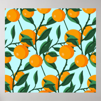 Sinaasappels takken, citrus print. poster
