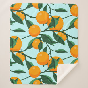 Sinaasappels takken, citrus  print. sherpa deken