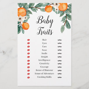 Sinaasappels Twin Baby shower Baby Traits spel