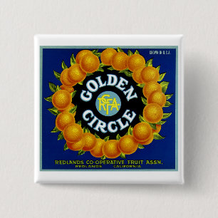 Sinaasappels van Golden Circle Vierkante Button 5,1 Cm