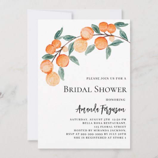 Sinaasappels waterkleurig vrijgezellenfeest kaart (Voorkant)