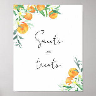 Sinaasappels zoetigheden en traktaties baby shower poster