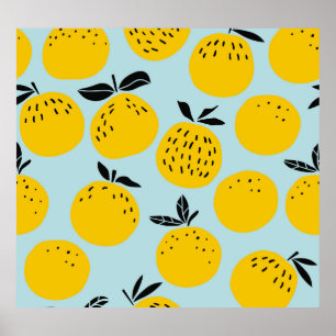 Sinaasappels Zomer: Vruchtbare  Patroon Poster