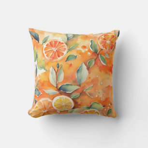 Sinaasappelschijfjes Verse Aquarel Citrus Ontwerp Buitenkussen