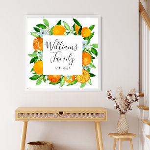 Sinaasappelvruchten en bloemen Zomer bloemrijk bot Poster