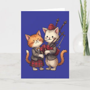 Sinaasappersende katten die doedelzak spelen en Sc Feestdagen Kaart