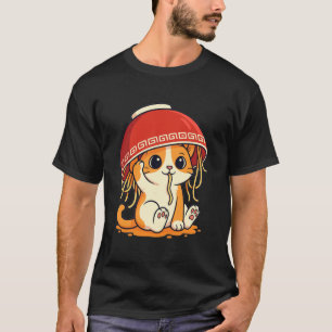 Sinaasgele Oranje Tabby Kat Eet Ramen Noedels Japa T-shirt