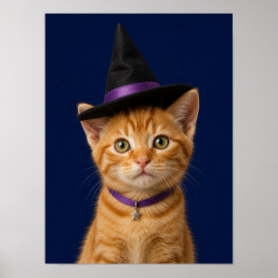 Sinaasgele Oranje Tabby Poes Wandkunst — Halloween Poster