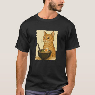 Sinaasgele Oranje Tabbykat Eet Ramennoedels Japans T-shirt