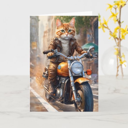 Sinaasgele Oranje Tabbykat op een Motorrit Kaart (Gele Bloem)