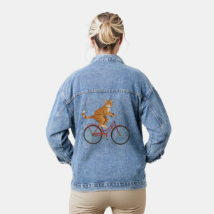 Sinaasgele Tabbykat op een Fiets Denim Jacket
