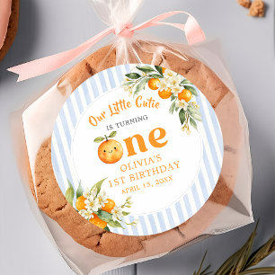 Sinaasje citrus kleine schat verjaardagssticker ronde sticker