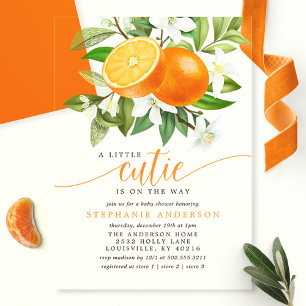 Sinaasje citrus kleine schatje op komst baby showe acryl uitnodigingen