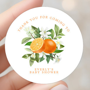 Sinaasjeugdige baby shower dank je ronde sticker