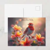 Sinaasvogel bloemenspostkaart briefkaart (Voorkant / Achterkant)