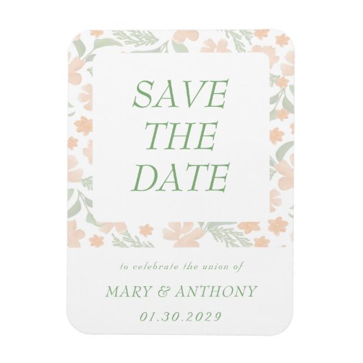 Sinafluweel Waterverf Save the Date Magneet (Verticaal)