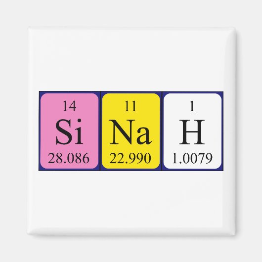 Sinah periodiek table name magnet magneet (Voorkant)