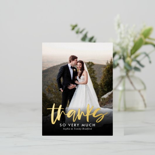 Sincere Bedankt FOLIE Dank u Briefkaart (Staand Voorkant)