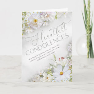 Sincere Condoleances Witte Bloemrijke Sympathiekaa Kaart